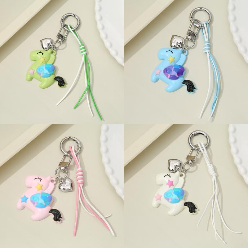 Cute Colorful Star Pony Bead Pendant Keychain Creative Horses Mobile Phone Rope Backpack Decoration Pendant Accessories Gift