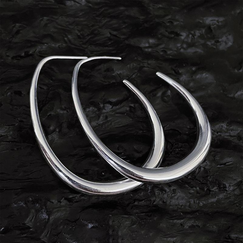 

Серьги-гвоздики Foxanry для предотвращения аллергии серебряного цвета, вечерние украшения для женщин, модные креативные геометрические украшения ручной работы на день рождения 3cm серебряный