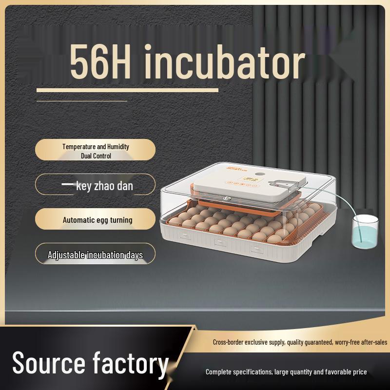56-Egg Automatic Incubator with Precise Humidity Control, Adjustable Egg Turning, and Countdown Timer for Home Use