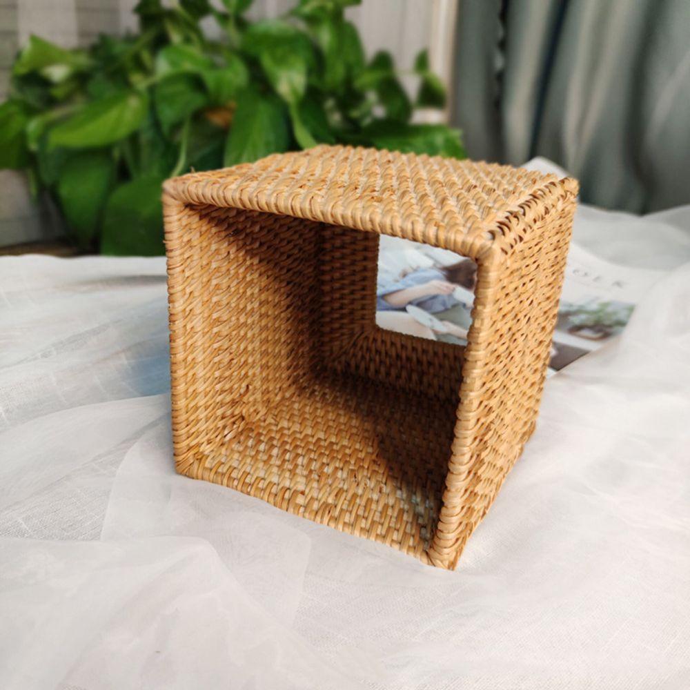 Natürlicher Auto-Heim-Organizer Rattan-Taschentuchhalter Wischaufbewahrungskoffer Papiertuchspender Serviettenbox