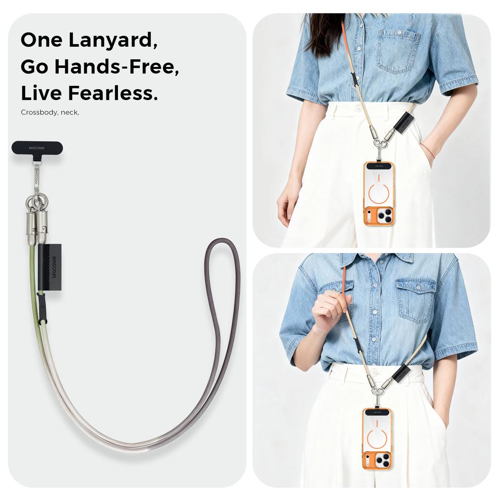 MOCOME W3 2 in 1 130cm Rechargeable Phone Lanyard 240W Fast Charging Cable Lanyard with Detachable Magnetic Clasp