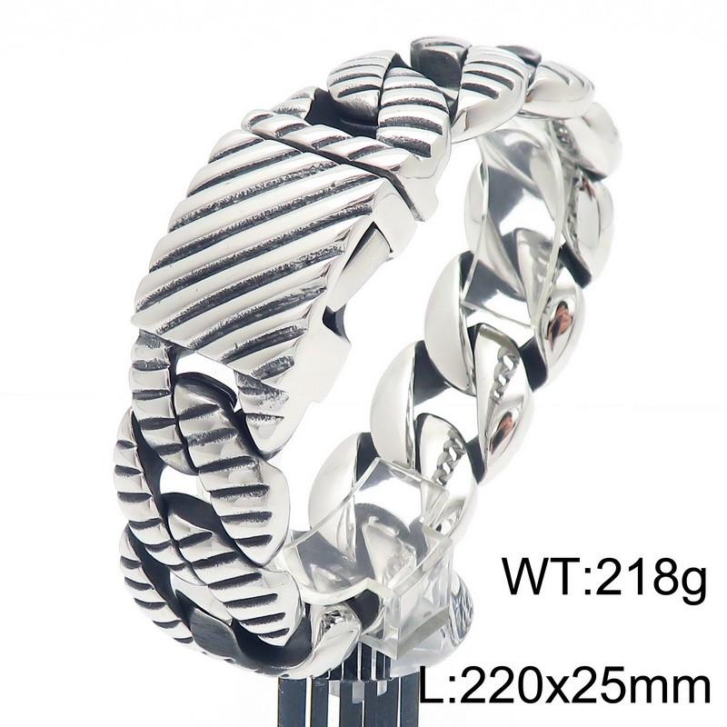 Kalen 20/33mm Stainless Steel Chunky Bracelet for Men Vintage Striped Cuban Chain Cuff Bracelets Personalized Cool Party Jewelry