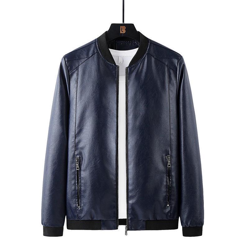 2025 Herren Koreanischer Stil Leder Motorradjacke mit Fleecefutter