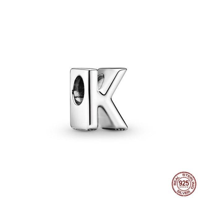 100% Γνήσιο μενταγιόν από ασήμι 925 αναμνηστικό γράμμα A-Z Series Beading Γνήσιο κόσμημα Panjia Charm βραχιόλι