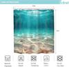 Blue Ocean Shower Curtain With Coastal Sunset Seaside Scenery, Rustic Starfish Shells And Pearls Design Bathroom Set