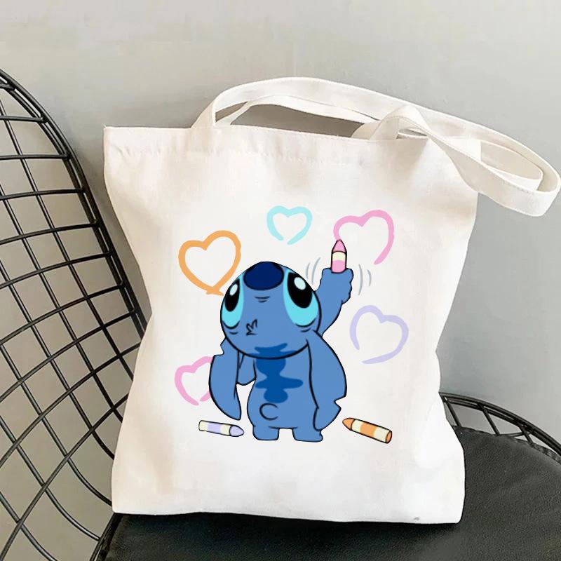 Lilo & Stitch Print Canvas Shoulder Backpack and Shopping Bag