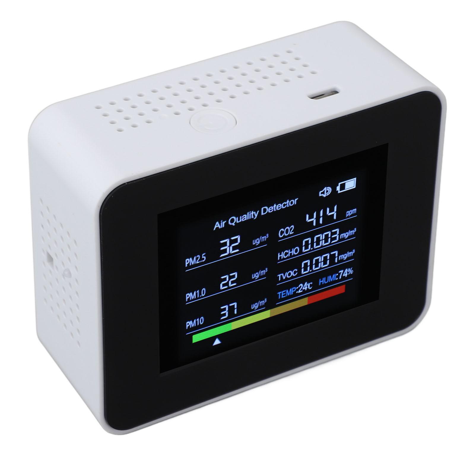 

Измеритель качества воздуха в помещении 8 в 1 детектор CO2 NDIR датчик обнаружения PM2.5 PM10 PM1.0 HCHO TVOC температура белый