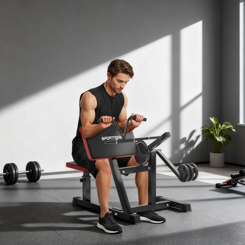 Biceps and Triceps Machine 2 In 1 Preacher Curl Bench with Adjustable Seat and Elbow Support for Home Gym