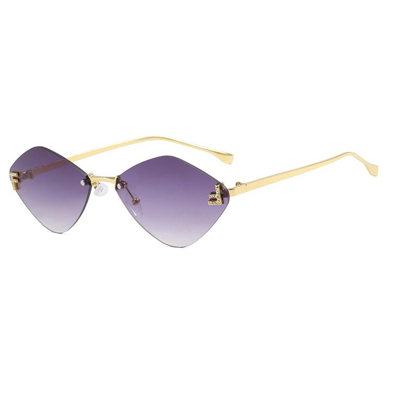 Frameless rhombus sunglasses letter F women's high-end elegant sunglasses European and American fashion sunglasses sun protection