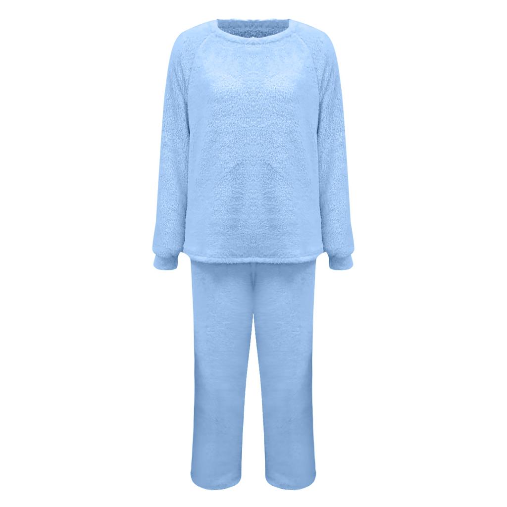 Women's Fashion And Winter Set Loose Casual Loungewear Reversible Plush Two-Piece