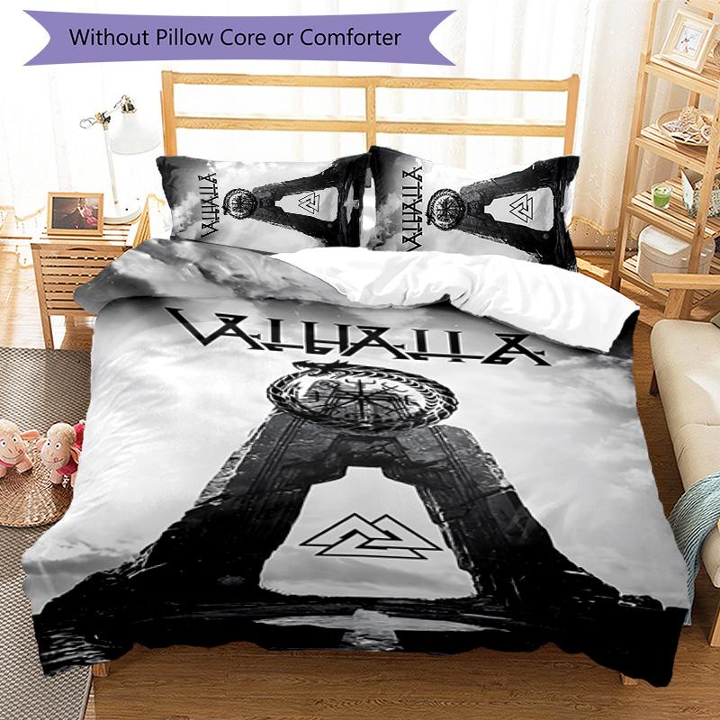 Mythology Valhalla 3pcs Bedding Set Duvet Cover Closure Includes 1 Duvet Cover & 2 Pillowcases for All Seasons Bedroom Home Dorm Decor