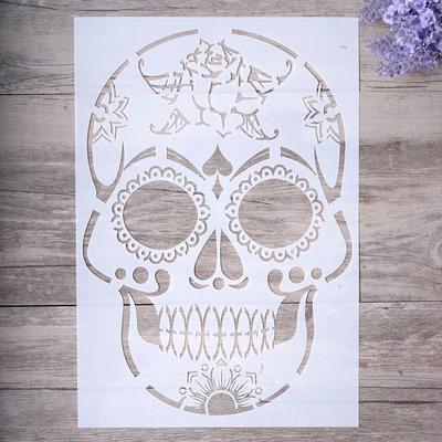 Skeleton head Stencil Airbrush template for Craft Scrapbooking Graffiti