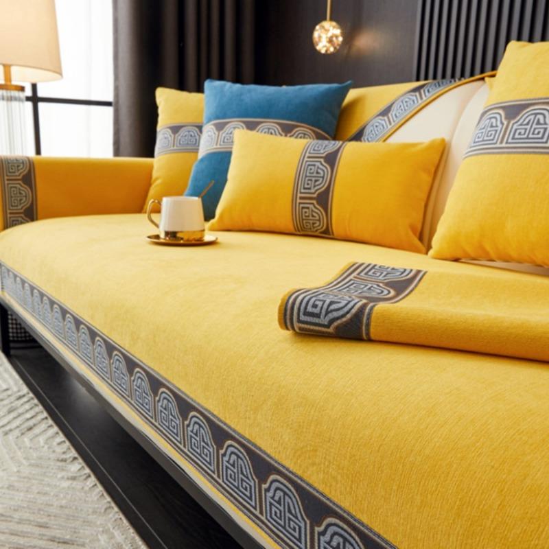 

Однотонные чехлы на диван из шенилла для L-образной формы, чехол-накидка, полотенце на диван для гостиной, нескользящие, мягкие, дышащие 70x70cm