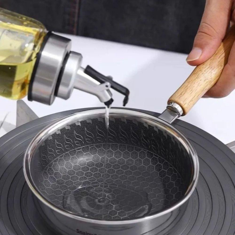 Stainless Steel Mini Frying Pan Non-Stick Omelette Pan Portable Hot Oil Splashing Pot Picnic Use