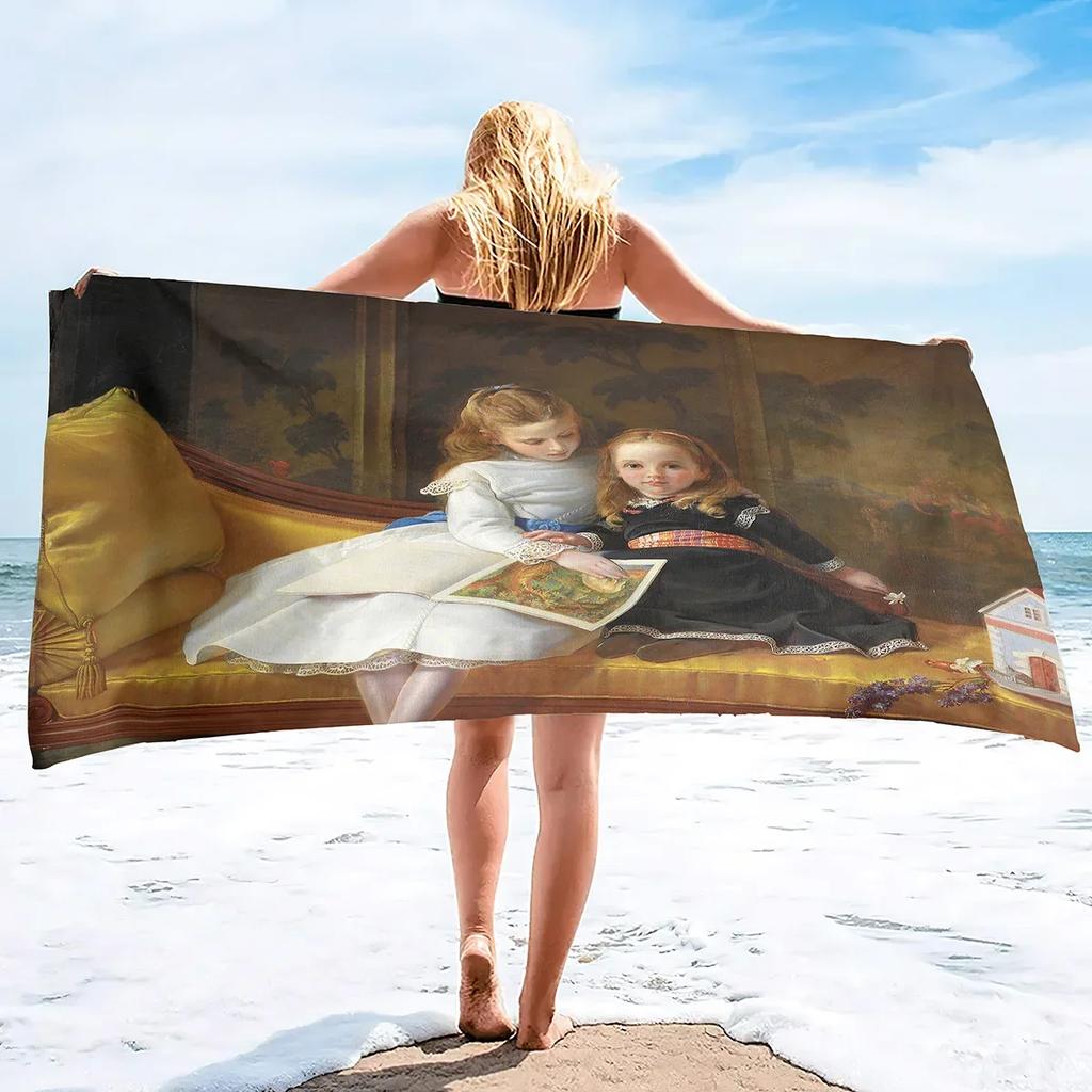 Oil Painting Beach Towels Oversized Vintage Design Art Landscape Beach Towel Microfiber Beach Towel Soft Polyester Microfiber