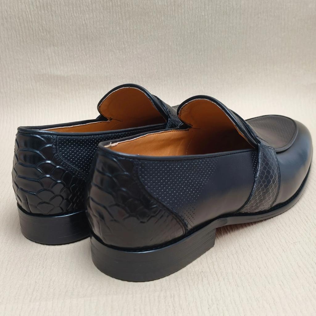 Fashion Comfortable Loafer Shoes For Men Casual Daily Wearing Office Handcrafted Black Fashion Printing Breathe Genuine Leather Shoe Men