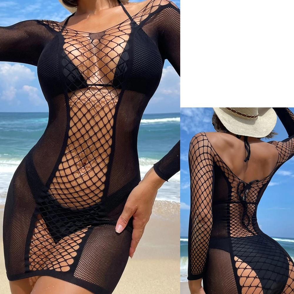 New Sexy Fishnet Long Dress Bobysuit Women Erotic Lingerie Dress Porno Babydolls Underwear Teddy Bodystockings Costumes For Sex