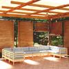 10 Piece Garden Lounge Set with Grey Cushions Pine Wood