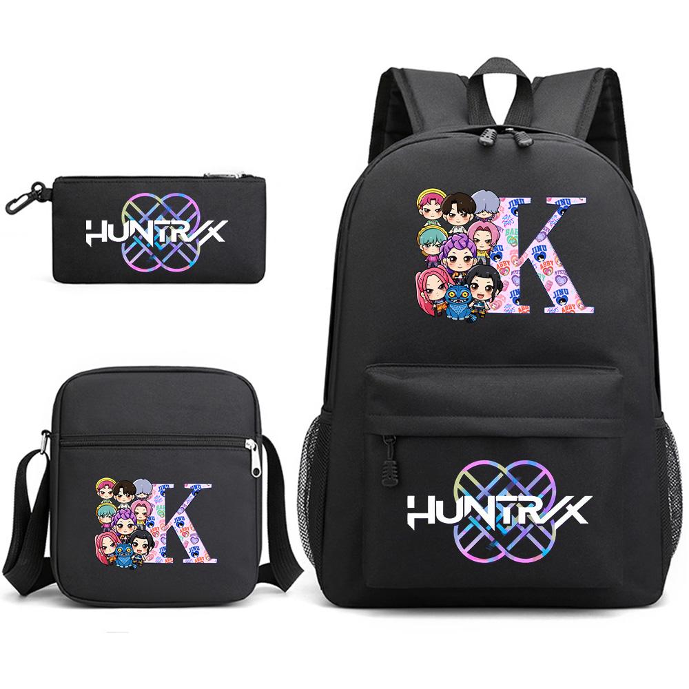 3Pcs/set 26 English Letter Printed Backpack with Shoulder Bag Pencil Case for Student Boy Girl SchoolBag Large Capacity Waterproof Bookbag Kid Gift