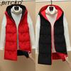 BITCED Reversible Hooded Lightweight Casual Down-Filled Quilted Vest - Slim-Fit Women's Waistcoat Jacket