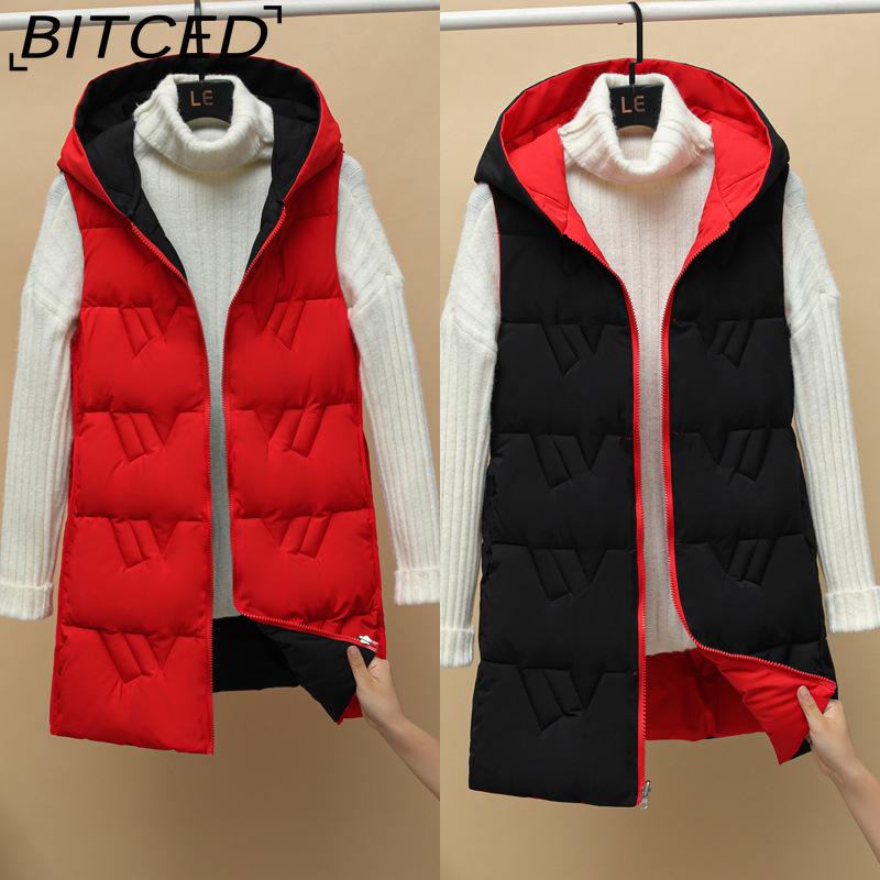 BITCED Reversible Hooded Lightweight Casual Down-Filled Quilted Vest - Slim-Fit Women's Waistcoat Jacket
