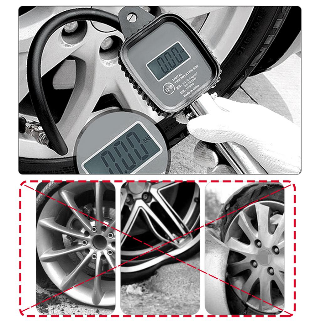 Digital Electronic Tire Pressure Gauge with Air Filling Gun, Car Tire Inflation Tool for Air Pressure Measurement & Inflation