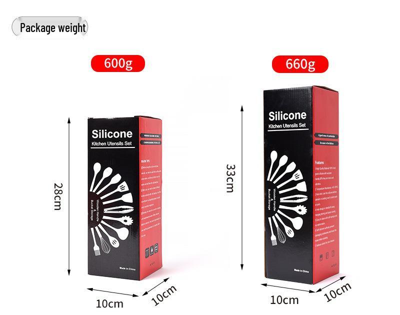 12-Piece Silicone Kitchen Tool Set: High-Temp Resistant Non-Stick Utensils with Wooden Handles, Includes Spatulas and Soup Ladle