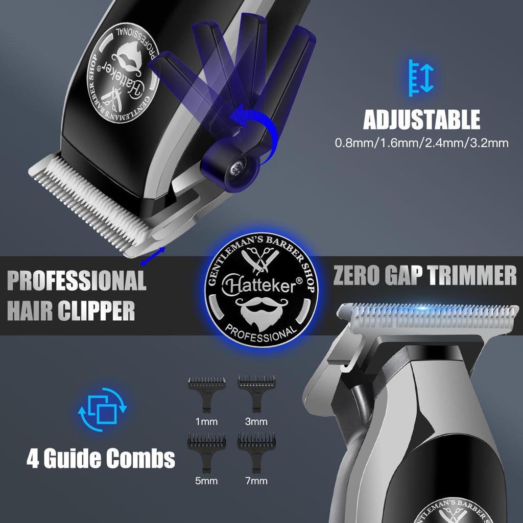Hatteker Electric Clipper 2 PC Set 4-Level Power Digital LCD Display Men's Oil Head Sculpting with Precision USB Charge