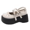 Fashion Women's Mary Jane Soes Spring Autumn New Retro Bow Tie Loafers Belt Buckle Fashion Women Pumps Platform Solid Heels for Women