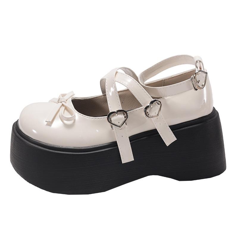 Fashion Women's Mary Jane Soes Spring Autumn New Retro Bow Tie Loafers Belt Buckle Fashion Women Pumps Platform Solid Heels for Women