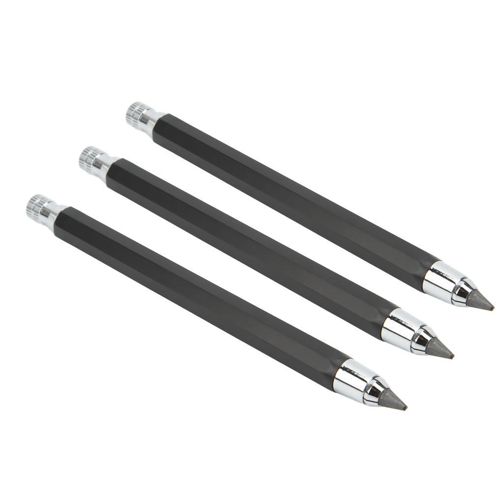 3Pcs Mechanical Carpenter Pencil 5.6mm Scribing Tool Marker Set Kit for Woodworking Black