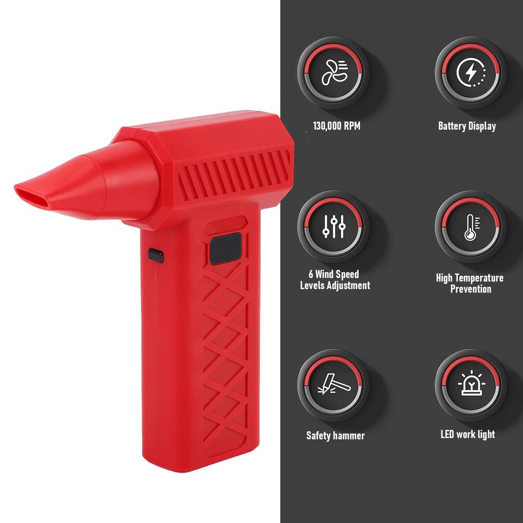 Duster LED Digital Display High Power High Speed Portable Electric   Blower Duster with Emergency Light for Outdoor Travel
