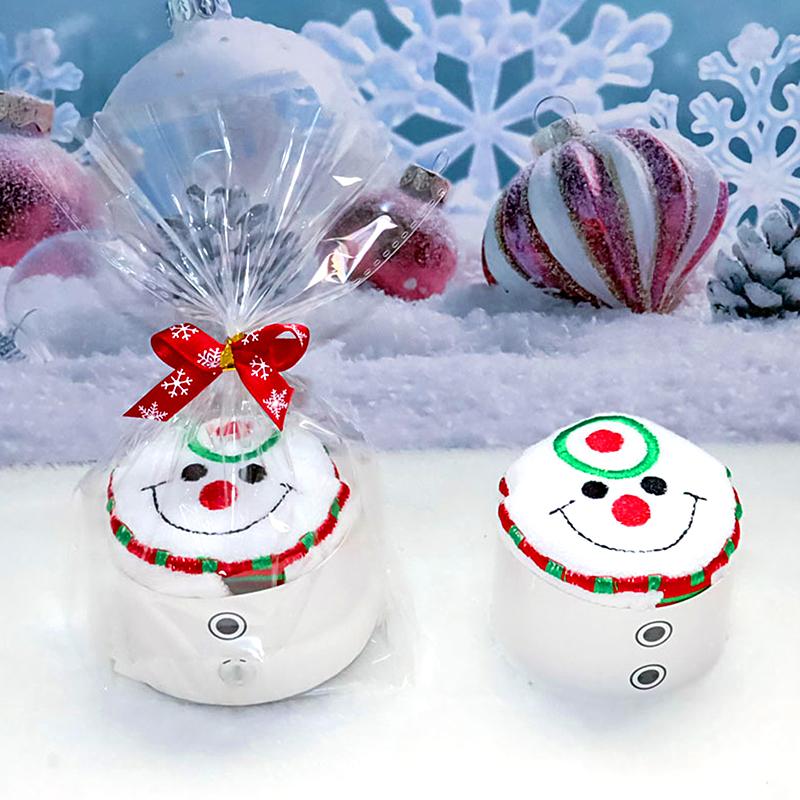 1pcs Gifts Dinner Cake Shape Towel Snowman Decor Christmas Embroidered Cute New Year