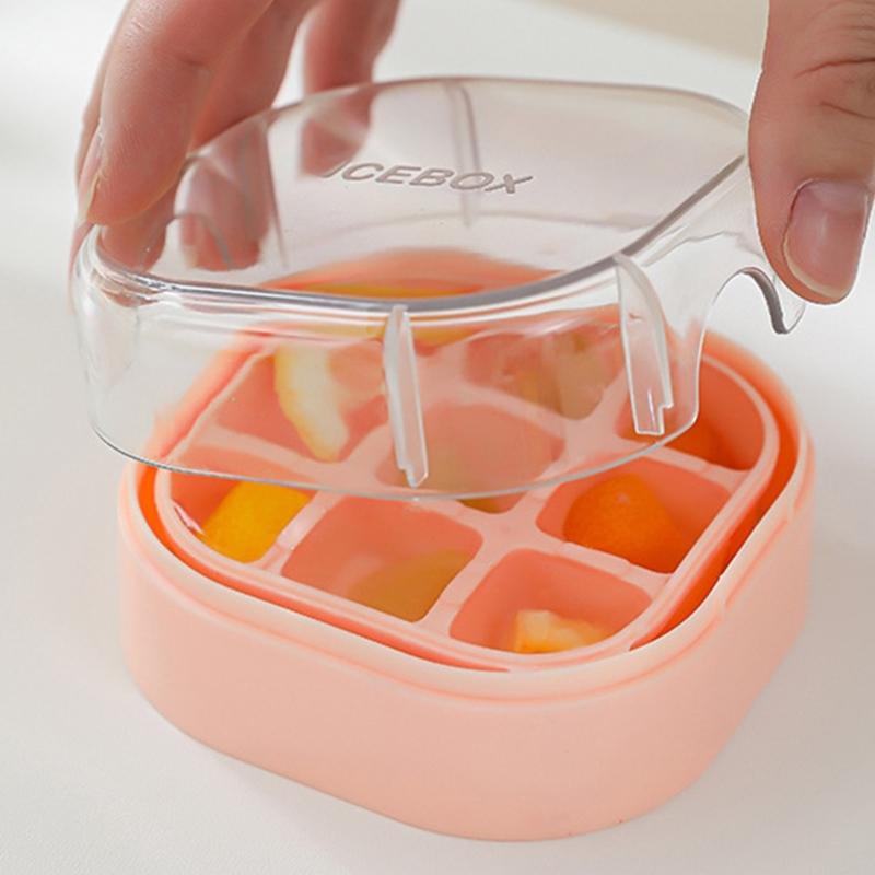 Easy To Disassemble Silicone Ice Mould with Lid Dishwasher Safe 9 Cells Ice Cubes Tray for Cocktails Use kitchen Tool