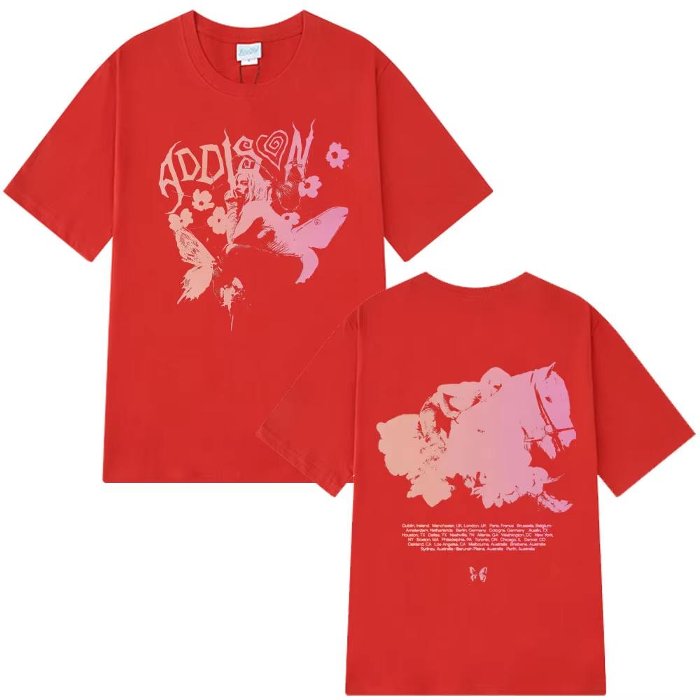 

ADDISON RAE Tour Vintage Graphic T Shirt Men s Women Fashion Aesthetics T-shirt Short-sleeved Cotton Harajuku T-shirts 3XL