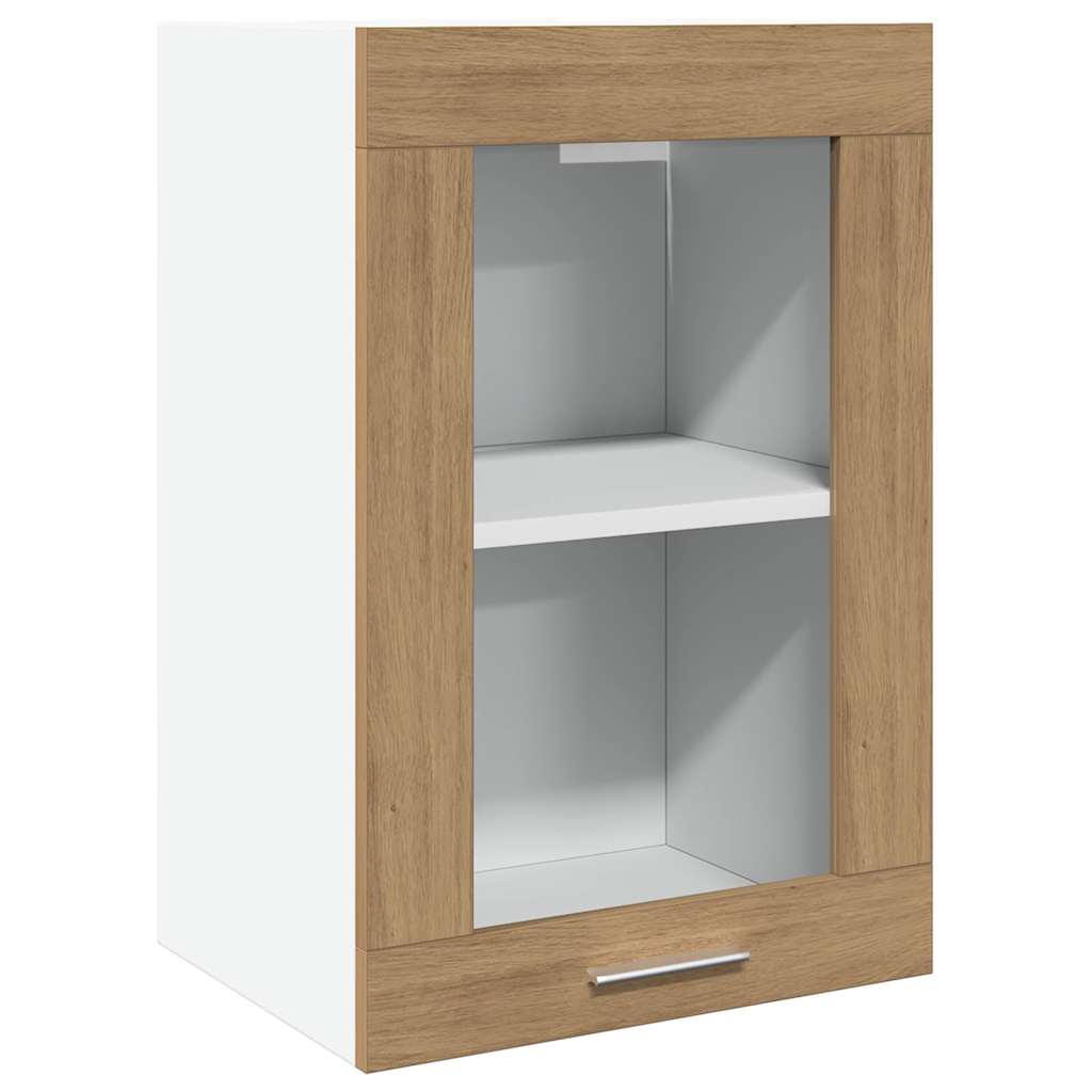 Lyon Hanging Cabinet with Glass Door Artisan Oak Finish 40 X 31 X 60 Cm Engineered Wood