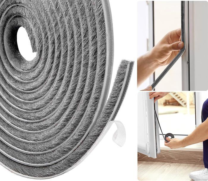 Joint isolant porte et fenêtre 10 m × 9 mm × 5 mm auto-adhésif - Gris
