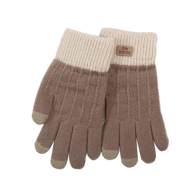 Gants d'hiver chauds et épais pour femmes et hommes, mitaines tricotées extensibles, gants à doigts complets, gants doubles de couleur assortie