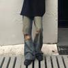 Dunkle Hose Sommer locker gerade zerrissene Jeans Herren vielseitig gewaschen alt Amerikanischer High-Street-Vibe Trend