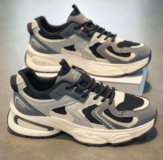 New breathable mesh sports shoes for men summer autumn trendy and versatile thick-soled casual shoes for men  H182