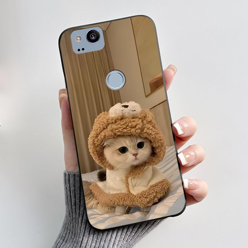 Cute Case For Google Pixel 2 / Pixel 2XL Printing Shell Pixel 1 XL Pixel1 Protective Cover Soft Silicone Cartoon Black Casing