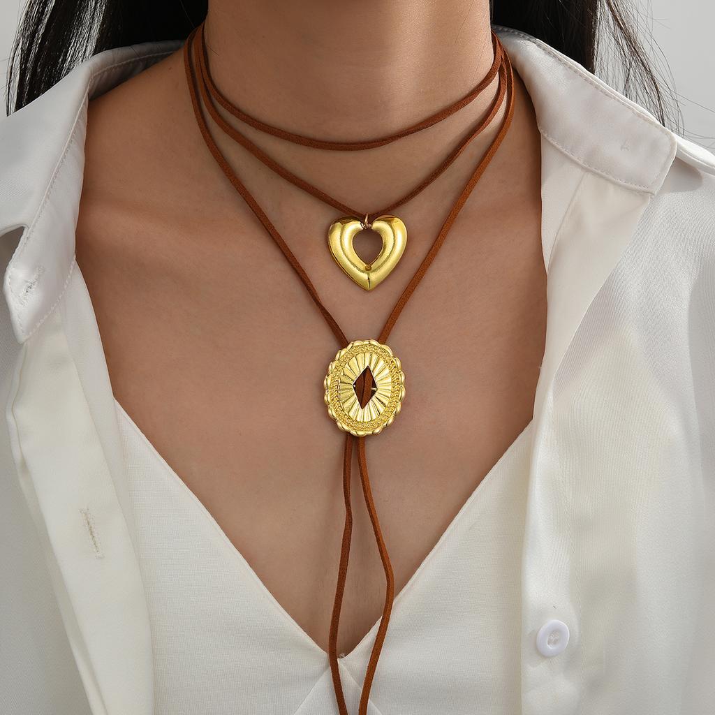 17KM Fashion Hollow Out Diamond Shape Heart Necklace Jewelry Women Trendy Shiny Daily Party Accessory Decorative Gift Idea For Her