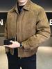Men's High-End Suede Velvet Winter Down Jacket with Lapel - Thickened, Warm, and Trendy Casual Coat.