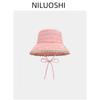Sweet and cute lace blue bucket hat women's spring summer sunshade sunscreen basin hat outdoor big brim climbing hat tide