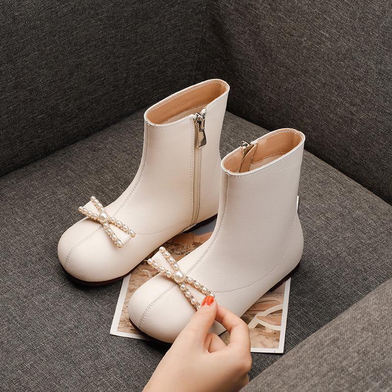 Genuine Leather Girls' Martin Boots - Autumn/Winter 2025 British Style Princess Short Boots.