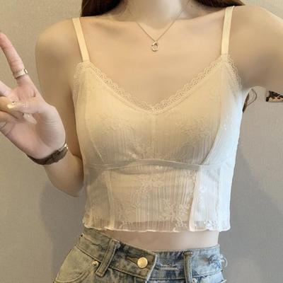 Camisole de Renda Acolchoada com Lindo Design nas Costas - Top Bandeau Feminino de Verão