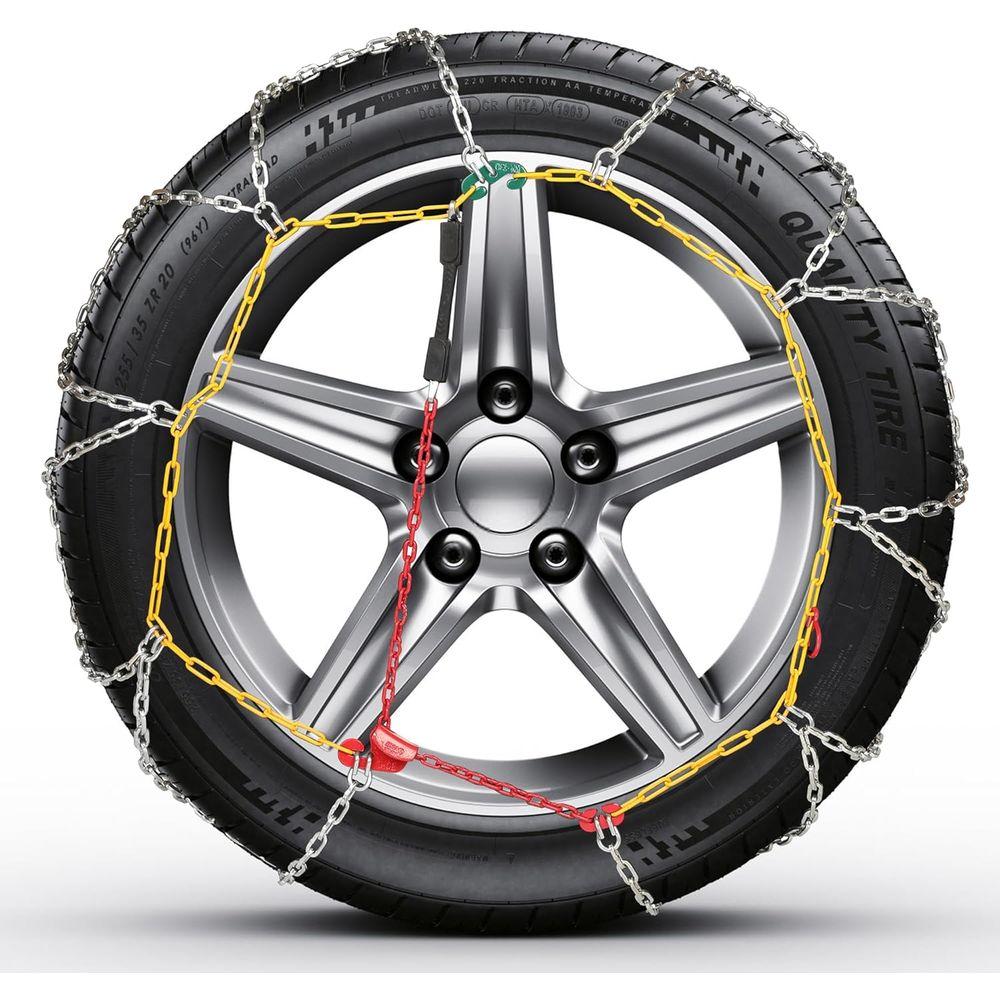 Snow Chains, Wear-Resistant High Carbon Steel Anti Slip Tire Chain for Passenger Cars, Pickups, and SUVs, Set of 2 (KN140)
