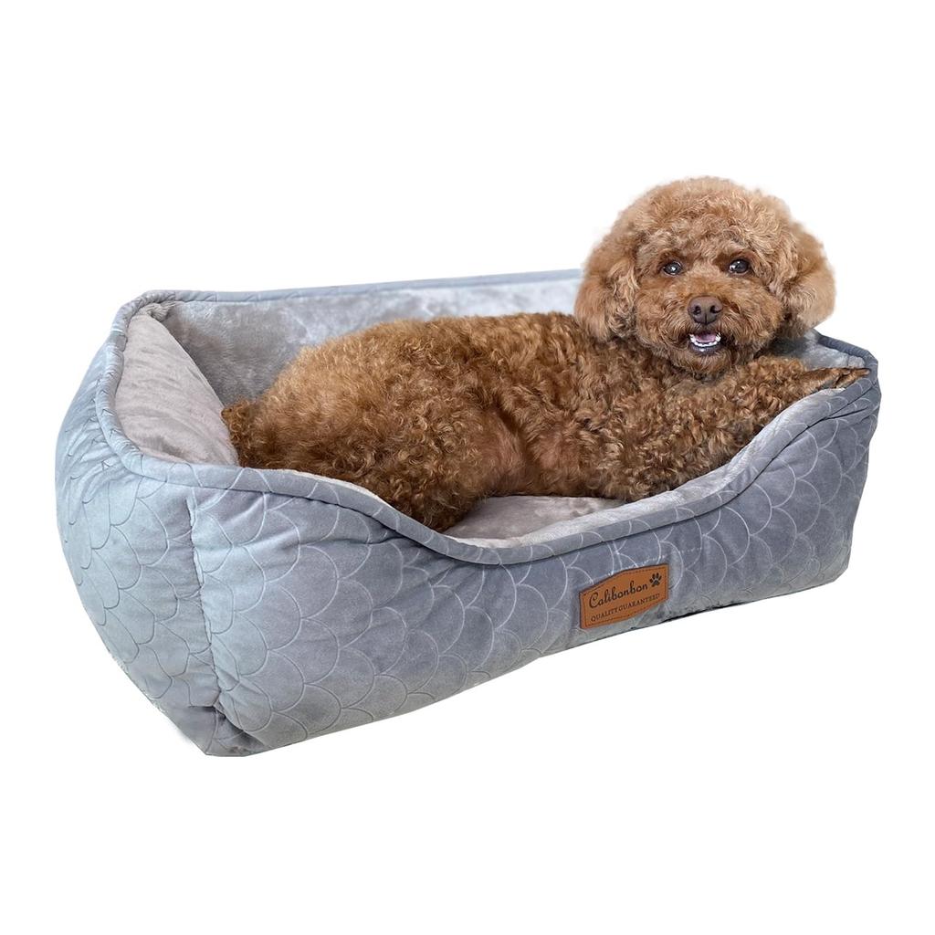 Calibonbon Pet Bed for Dogs and Fluffy Cat Small Dog Bed with Machine Small 42cm Cats, Bed, Zipper, Washable, Gray, (54cm 17cm)