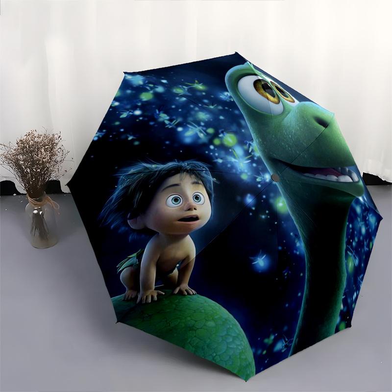 The Good Dinosaur Automatic Opening and Closing Umbrella - Small Umbrella Suitable for Various Occasions, Portable 3-Fold Small Umbrella for