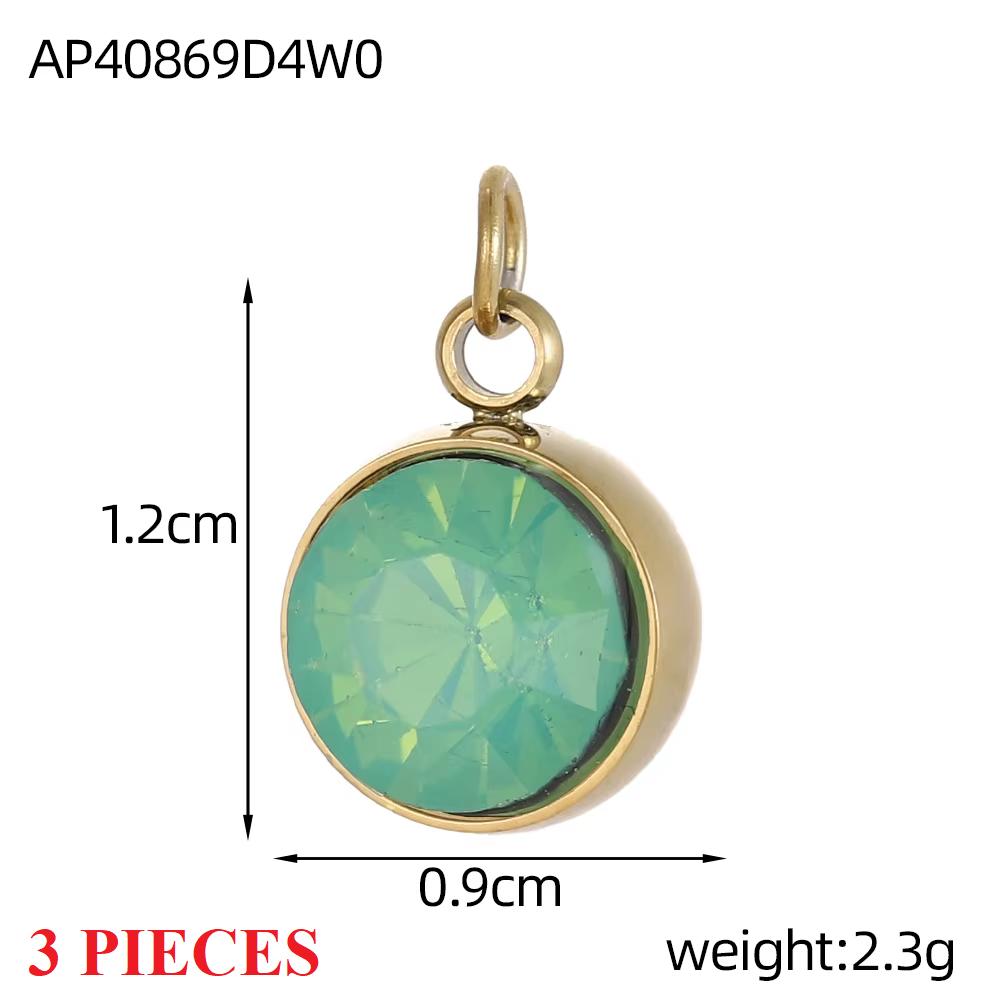 3PCS/LOT CARLIDANA Gold Plated Stainless Steel Charms, Moon Clover Heart Eye Zircon Pendants for Jewelry Making